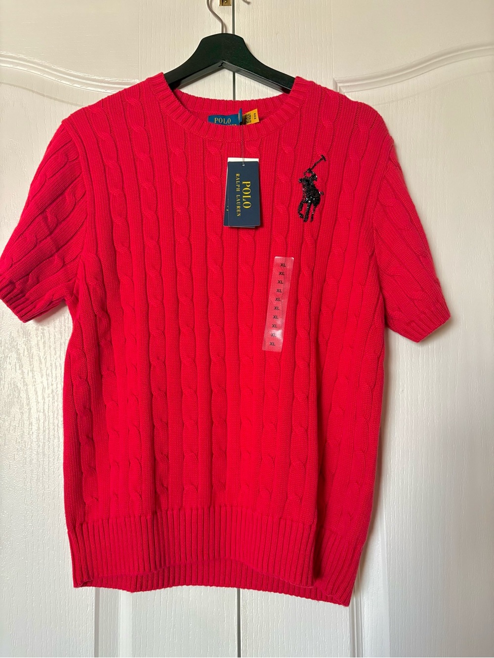 Ralph Lauren Red Cable-Knit Crewneck Sweater